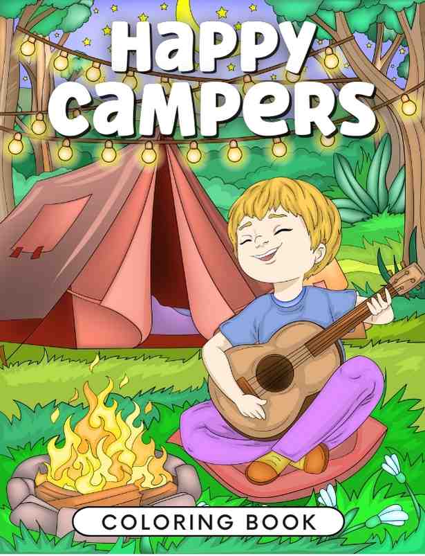 camping kids coloring book printable digital download