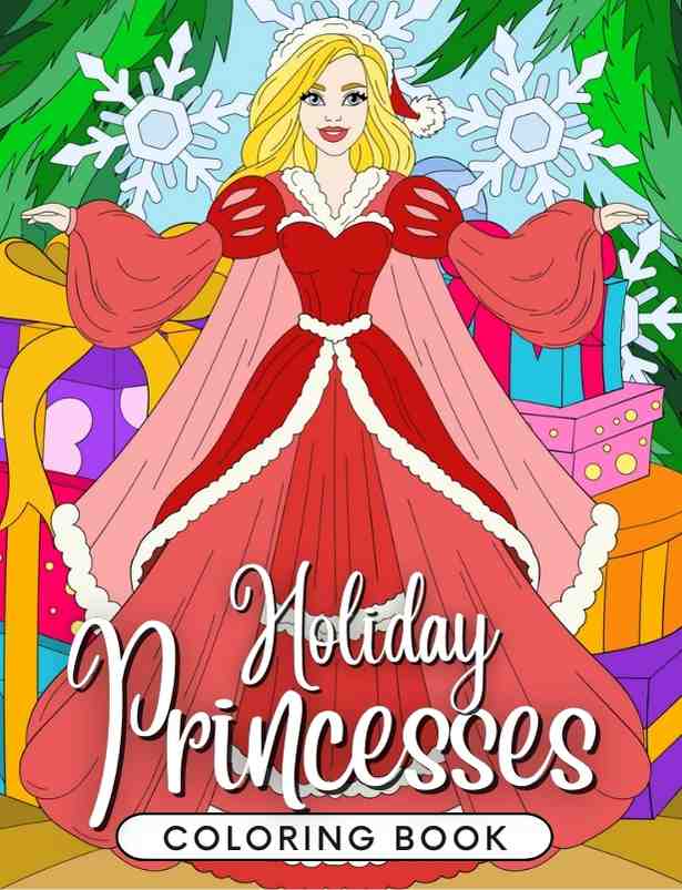 holiday princesses coloring book printable digital download